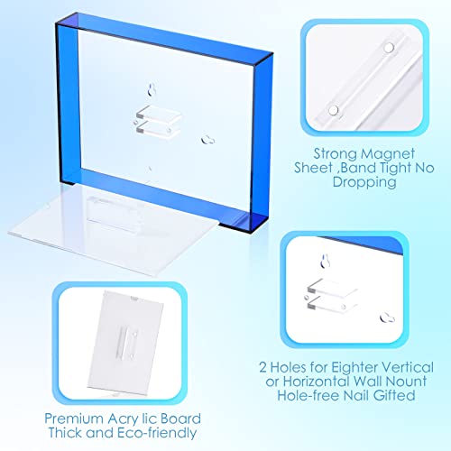 Kathfly 4 Pcs 5X7 Floating Picture Frame Acrylic Frames For Wall Mounted Or Tabletop Standing Decorative Magnetic Photo Frames Neon Translucent Hanging Frame, Display Photo Up To 7X9 (Simple Colors) #TOP2