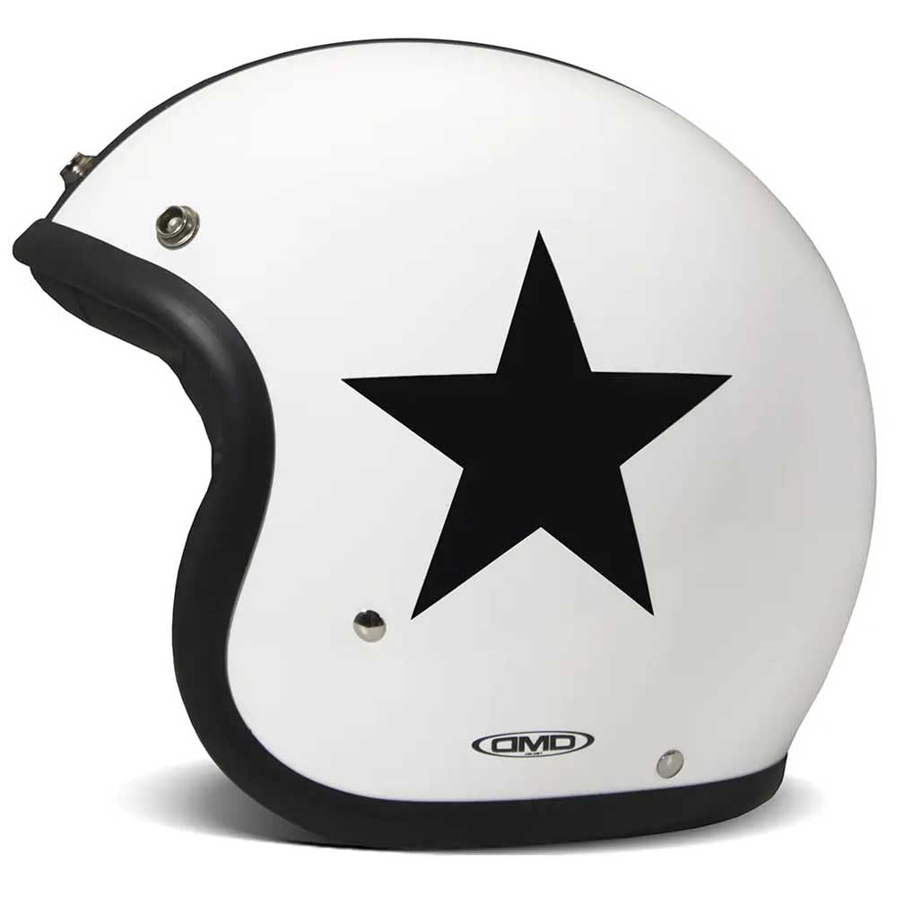 Casco DMD Jet Retro Star White de estilo vintage para moto cafe racer y custom 5