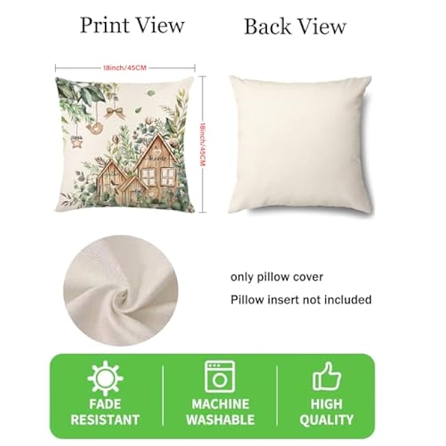 wyooxoo Throw Pillow Covers 18x18 Set of 4 Spring Pillow Covers Decorative Farmhouse Cushion Case for Sofa Couch Outdoor Living Room Home Decor