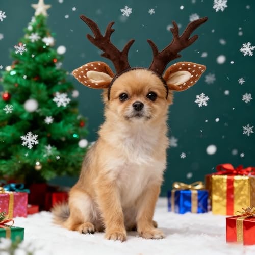 Disfraz de reno para mascotas tamaño S marrón miniatura 3