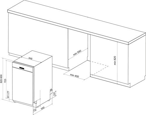 Bauknecht BSUO 3O23 PF X Unterbau-Geschirrspüler/ 45 cm Breite/PowerClean/Besteckschublade/Vollwasserschutz/Hygieneprogramm/Sensor-Programm/Kindersicherung