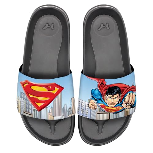 Popfunk Superman Flying City Unisex Adult Slides Adjustable Flip Flop Sandals Officially Licensed Hypd Slydr Switch™