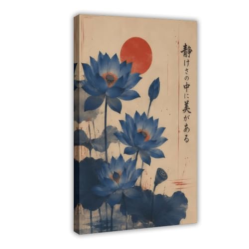 Toile lotus bleu japonais créez une ambiance zen dans votre chambre