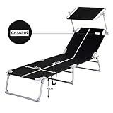 Sonnenliege Hawaii Dach Tragegriff Verstellbar Gartenliege Strandliege Freizeitliege Liege Anthrazit - 5