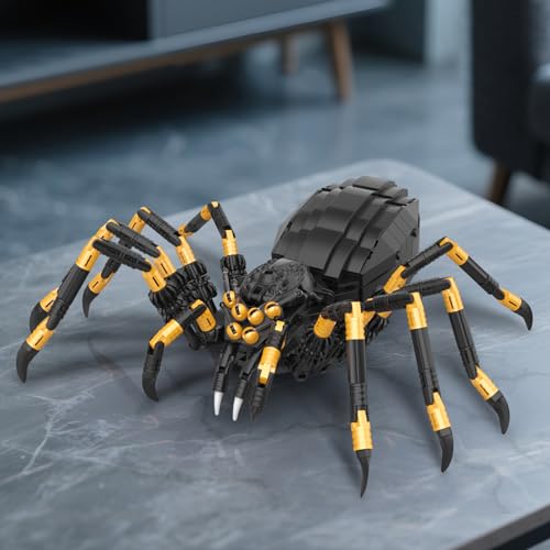 Image of HIGH GODO Wild Animals Spider Building Set, Magic Animal Black Spider Model Kit, Horror Halloween Spiders Toy for Teens Adults 14+ (445PCS)