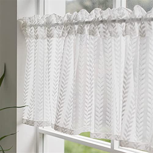 Cortina corta de encaje para ventanas pequeñas, panel traslúcido blanco de 150x60 5