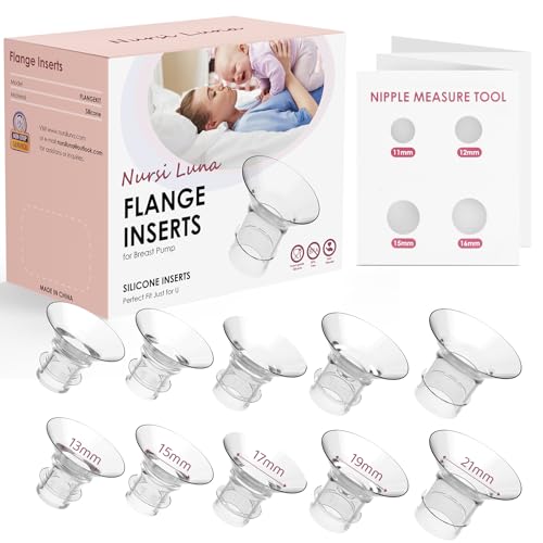 Image of Nursi Luna Flange Inserts 10PCS 13/15/17/19/21mm for 24mm Flange/Shield of Most Pumps, Flange Sizing Kit Silicone Flange Insert for Breast Pump Accessories, Breastfeeding Essentials Kit for New Moms