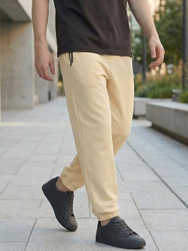 Image of Bewakoof Men's Solid Oversized Fit Cotton Joggers