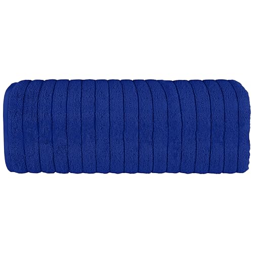 Image of Elegant Comfort 100% Turkish Cotton Corduroy Ribbed Luxury Jumbo Bath Towel Ultra Soft - 35 x 70 Inch - Luxury Spa Premium Hotel Quality Highly Absorbent and Quick Dry Large Bath Towel, Royal Blue