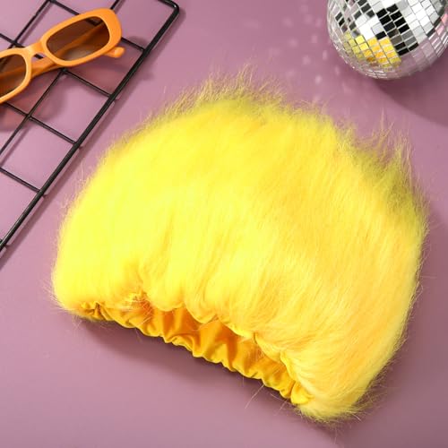 Image of Geyoga 1 Pcs Funny Wig Crazy Hair for Halloween Party,Yellow | Funny Colorful Wig Adults Use, Unisex Funky Hairband, Halloween Mardi Gras Cosplay Costume Party Accessories