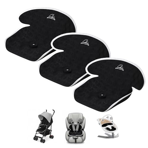 Image of Bear and Care - Piddle Pads - Strollers, Bouncers & Car Seat Pad, Waterproof & Machine-Washable Cover on Car Potty for Toddler Toilet Training (Black, Pack of 3)