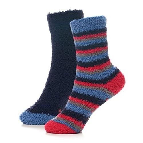 A2Z 4 Kids Boys Cosy Thermal Socks Super Soft Fluffy Slipper Socks Warm Winter Striped Socks - Socks AZ518 Black 2 Pack 11-14