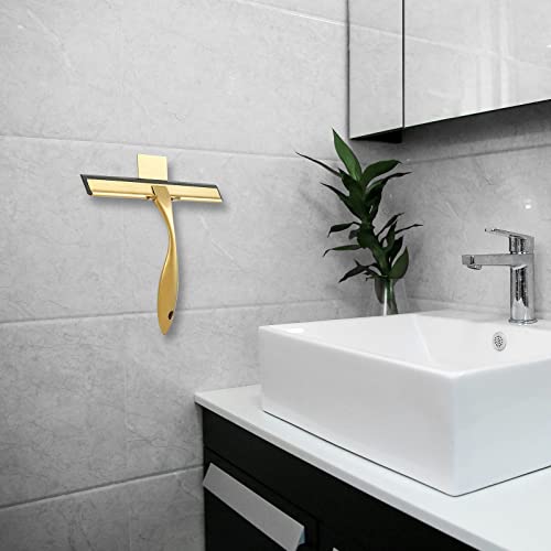 Image of 10inch Water Cleaning Squeegee for Bathroom Car or Kitchen Top Stainless with Silicon Rubber 3 Choice (Gold)