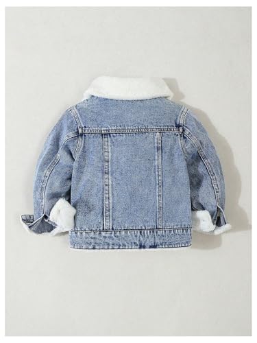Verdusa Boy's Fleece Denim Jacket Long Sleeve Button Down Casual Thermal Jean Jacket Coats2