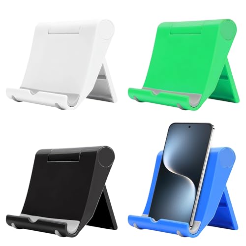 VIVIDRISE Soporte Móvil Mesa Plegable,4 Pcs Soportes para Teléfono Móvil de Mesa Soporte Movil Escritorio Ajustable, Soportes para Moviles, Compatible con Smartphones y Tablets de 4-11 Pulgadas