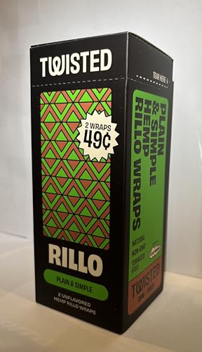 Twisted Hemp Wraps Natural Rolling Papers Display | 2 Wraps Per Sleeve | Pack of 25 | 50 Wraps Total (Plain and Simple)