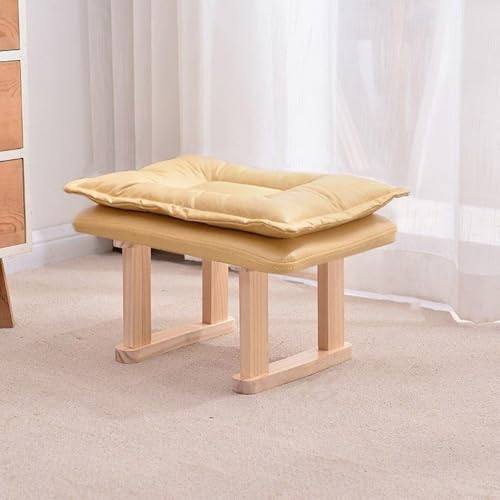 LMMIAOZ Reposapiés Cuadrado de Madera, Taburete otomano Cuadrado, Taburete Creativo para Cambiar Zapatos, Taburete Suave para reposapiés, Taburete bajo de Tela para el hogar, asi