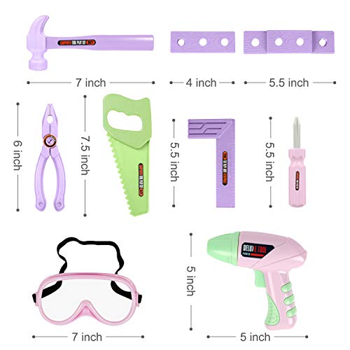 Kids Tool Set With Toy Drill And Tool Box, Pretend Play Construction Tools Toy Gifts For Toddlers Girls Kids Aged 3 4 5 6 7 #TOP6