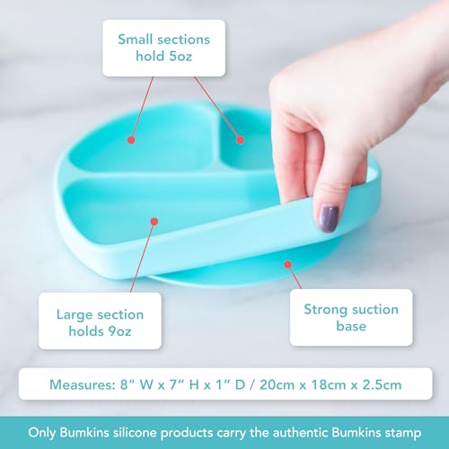 Bumkins Silicone Grip Dish – Suction Plate, Blue — view 5