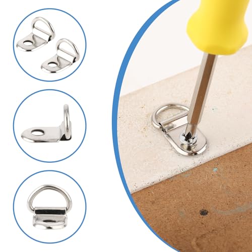 Image of 50 Pcs D Ring Picture Hangers Silver D Rings Picture Hanging Small D-Ring Pictures Hangers Including 50 Screws for Paintings, Mirrors, Clocks, Artwork Frames