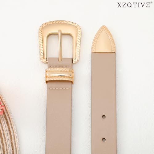 XZQTIVE Women's Leather Belt Vintage Western Belt Plus Size Ladies Belt Gold Silver Buckle for Jeans Pants Dresses3