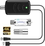Amplificatore per antenna TV con kit filtro LTE, amplificatore di segnale antenna per TV da interni, amplificatore a basso rumore/cancella pixel, amplificatore di segnale ad alto guadagno, alimentato
