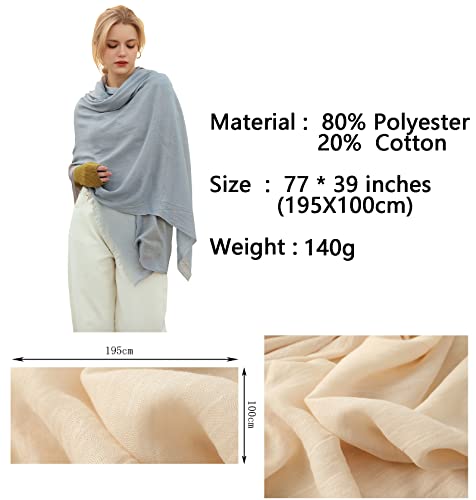 QYMY Solid Colors Long scarf Plain Lightweight Wrap Shawl Beach Gauze Shawl Wrap free style Scarfs for Women Fashion 77"x39"4