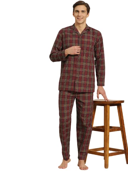 Image of SOJANYA (Since 1958 Men's Cotton Checked Nightsuit Set