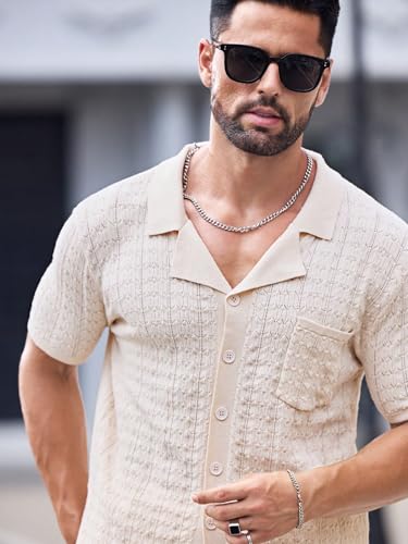 Men's Slim Fit Sweater Knit Casual Short Sleeve Cardigan Suitable For Wear3