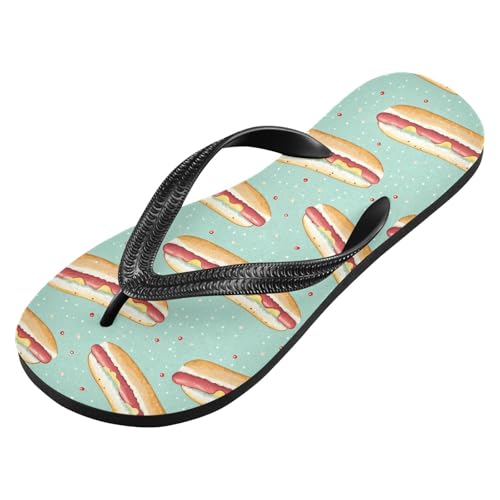 Flip Flop Sandals Cartoon Hotdogs Print for Casual Summer Men and Women for Beach Outdoor XS2