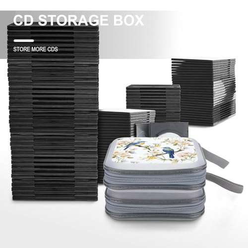 Étui à CD rigide imperméable fleurs et oiseaux pour ranger 40 DVD