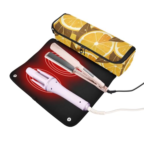 Bolsa de viaje y tapete resistente al calor Chic Lemons para herramientas de cabello miniatura 2
