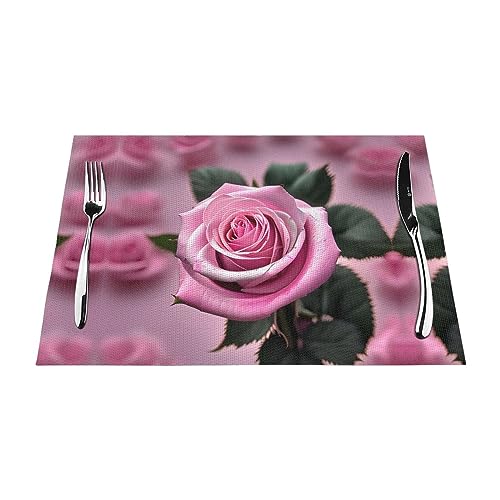 Sets de table lavables et durables lot de 6 avec imprimé rose romantique