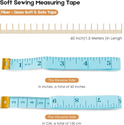 Image of iBayam 2 Pack Tape Measure Measuring Tape Tool for Body Fabric Sewing Tailor Cloth Knitting Vinyl Home Craft Measurements, 60-Inch Soft Retractable Double Scales Rulers for Body Weight Loss