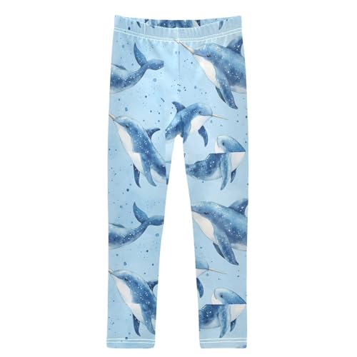 Watercolor Narwhal Animals Girls Leggings Kids Yoga Pants Dance Active Tights 4T