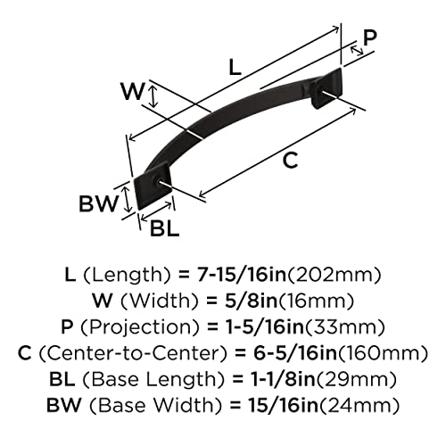 Image of Amerock | Cabinet Pull | Oil Rubbed Bronze | 6-5 /16 inch (160 mm) Center to Center | Candler | 1 Pack | Drawer Pull | Drawer Handle | Cabinet Hardware