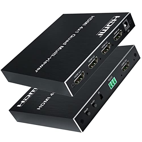 Image of MICROWARE 4X1 4 in 1 Out 1080P Hdmi Multiviewer Quad Screen Splitter Seamless Hdmi Switch Media Stre-Aming Device (Black)