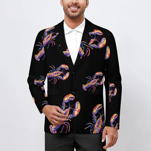 Tie Dye Lobster Mens Blazer Two Button Sport Coat Lightweight Suit Jacket for Travel Business Wedding2
