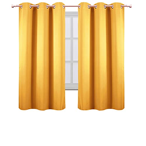 Image of LEMOMO Yellow Blackout Curtains 40 x 63 Inch Length /Set of 2 Curtain Panels /Thermal Insulated Room Darkening Blackout Curtains for Bedroom