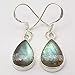 SilverStarJewel Silver 10 x 14 mm Cabochon Labradorite Dangle Earrings 1.3