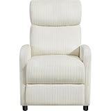 Yaheetech Relaxsessel Fernsehsessel Einzelsofa Ruhesessel mit Verstellbarer Beinablage Liegesessel aus Cordstoff Beige