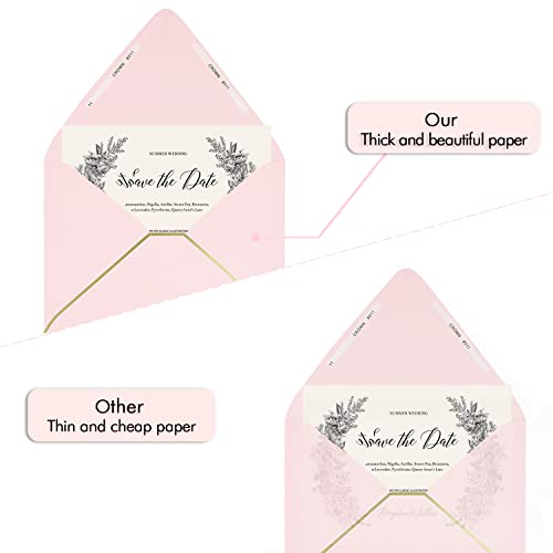 image for AZAZA A7 Pink Envelopes 50 Pack 5 x 7 - V flap, Quick Self Seal, With 