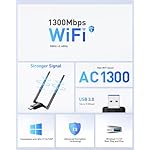 USB WiFi Adapter for Desktop PC - 1300Mbps Wi-Fi 5G 2.4G USB 3.0 Wireless Adapter with WiFi Antenna for Win11/10/7 WiFi Dongle for Desktop PC Laptop Internet Network Wi-Fi Card - Image 2