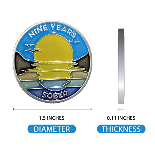 Image of The Achieve Mint 9 Year Sobriety Token | Nine Years Sober Chip | Non-AA, Non-Religious Medal for Women and Men Celebrating Their Sobriety