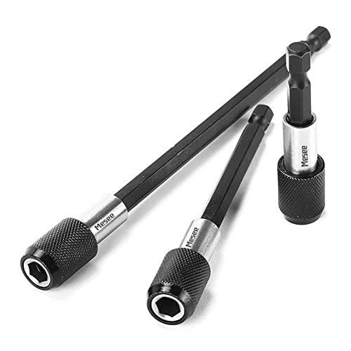 Mesee 3Pcs Magnetic Extension Chuck Adapter, 1/4 Inch Hex Shank Quick Release Bar Socket Screwdriver Bit Holder Set 60Mm/100Mm/150Mm For Screws Nuts Handheld Driver #TOP1