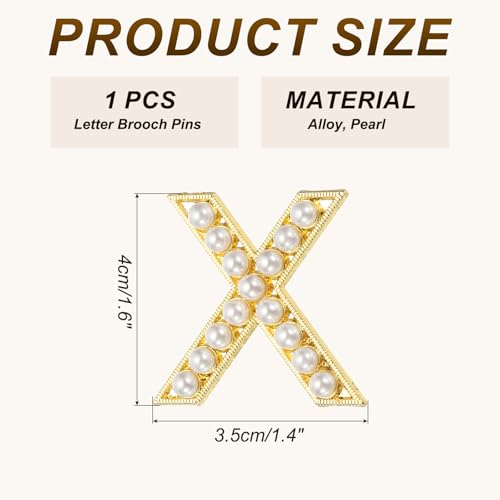 Image of PATIKIL Letter Brooch Pins, Pearl Initial Alphabet Letter Lapel Badges Pin for Women Men Girl Wife Suits