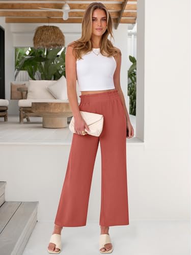 Image of ANRABESS Womens Wide Leg Palazzo Pants Summer Beach High Waisted Cropped Flowy Pants 2026 Dressy Casual Trousers with Pockets