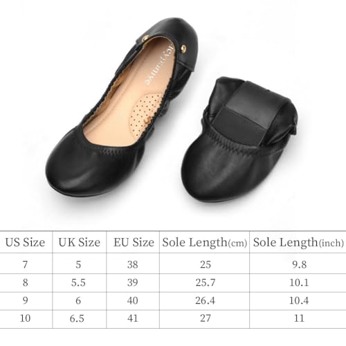 OFFCUP Damen Ballerina Leder, Klassische Flache Ballerinas, Runde Zehe, Freizeit Tanzschuhe, Weiche Leichte Bequeme Flats Schuhe Leicht - 40