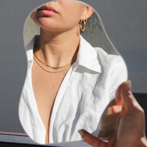 CONRAN KREMIX Waterproof Gold Plated Herringbone Chain Stack Necklaces for Women,Non Tarnish Thin Rope Chain Dainty Stainless Steel Layered Necklace Set for Women Gifts Jewelry4