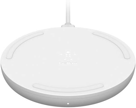Belkin BoostCharge Wireless Charging Pad 10W (Qi-Certified Fast Wireless Charger for iPhone, Samsung, Google, more) White, Wall Adapter Not Included